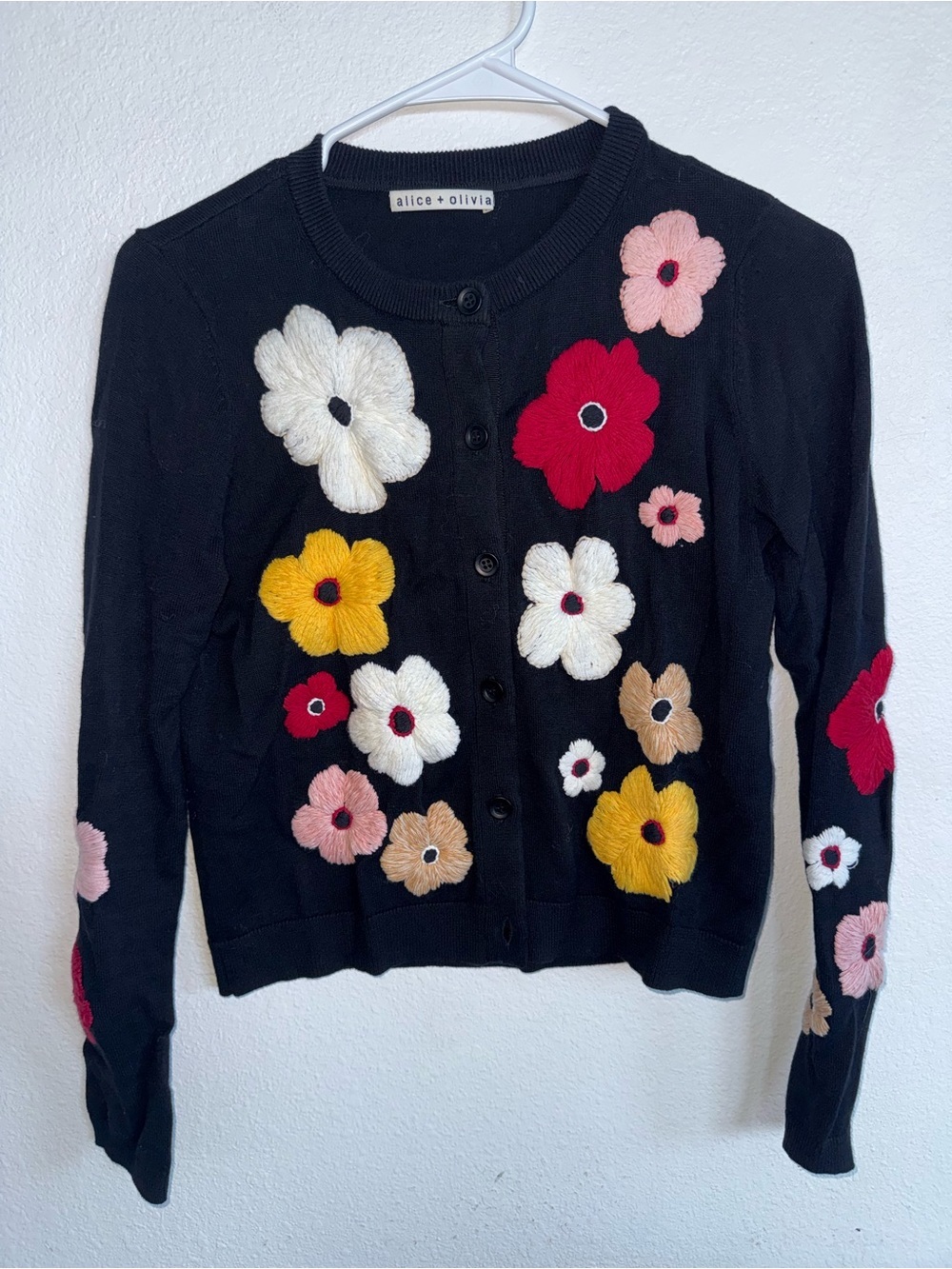 Alice + Olivia Lyndia Floral Embroidered Cardigan